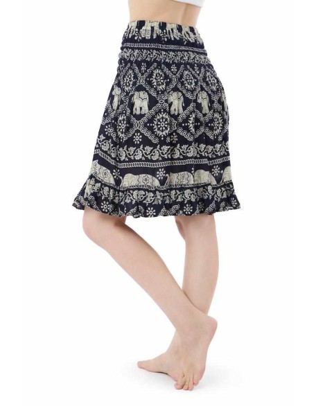 ELEPHANT PRINT SHORT BOHO SKIRT