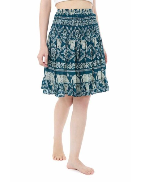 ELEPHANT PRINT SHORT BOHO SKIRT