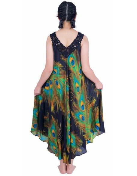 Long Sleeveless Dress Casual Fit V-Neck Crochet Lace