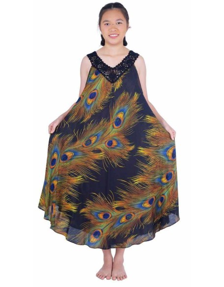 Long Sleeveless Dress Casual Fit V-Neck Crochet Lace