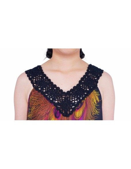Long Sleeveless Dress Casual Fit V-Neck Crochet Lace