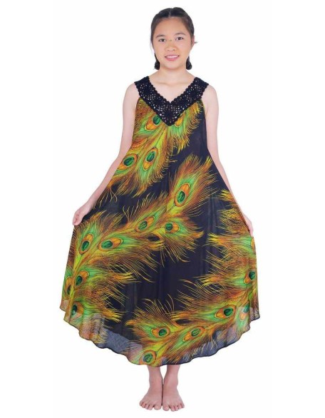 Long Sleeveless Dress Casual Fit V-Neck Crochet Lace